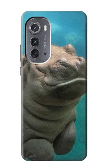 S3871 mignon, bébé, hippopotame, hippopotame Etui Coque Housse pour Motorola Edge (2022)