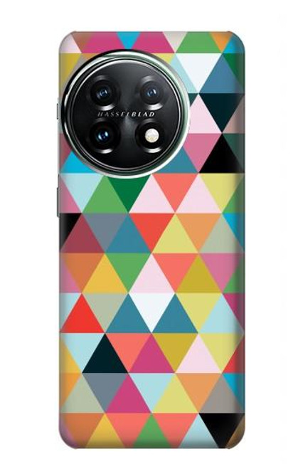 S3049 Triangles Couleurs vibrantes Etui Coque Housse pour OnePlus 11