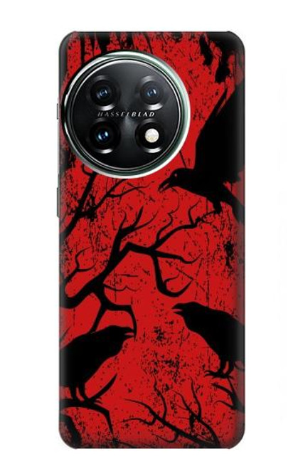 S3325 Corbeau Noir Sang Arbre Etui Coque Housse pour OnePlus 11