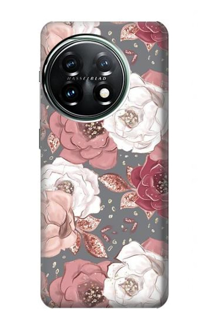 S3716 Motif floral rose Etui Coque Housse pour OnePlus 11