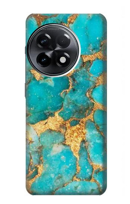 S2906 Aqua Turquoise Pierre Etui Coque Housse pour OnePlus 11R