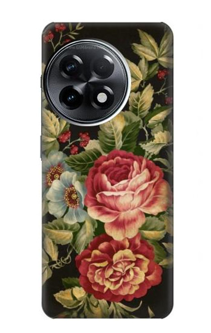 S3013 Roses Antique Millésime Etui Coque Housse pour OnePlus 11R