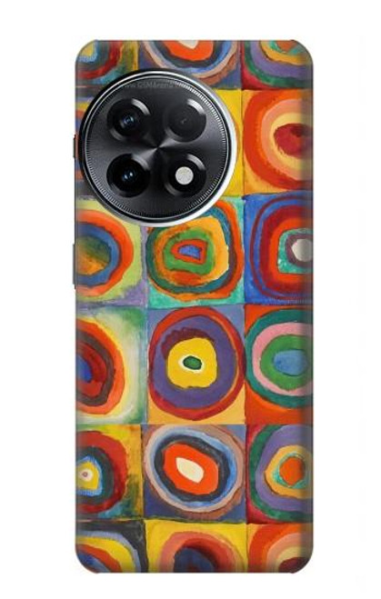 S3409 Carrés cercles concentriques Etui Coque Housse pour OnePlus 11R