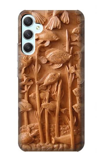 S1307 Poissons Sculpture sur bois imprimé graphique Etui Coque Housse pour Samsung Galaxy A34 5G