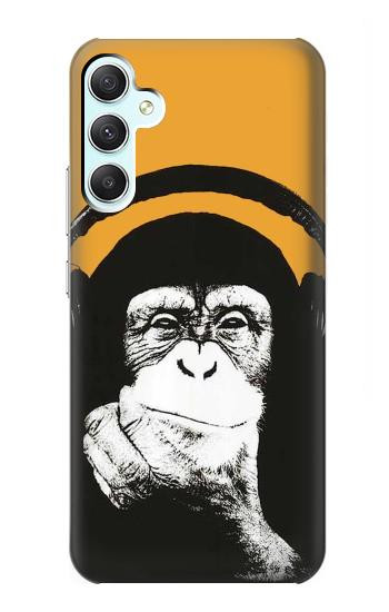 S2324 Singe drôle avec casque Pop Musique Etui Coque Housse pour Samsung Galaxy A34 5G