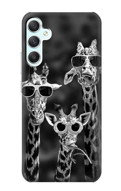 S2327 Girafes avec lunettes de soleil Etui Coque Housse pour Samsung Galaxy A34 5G