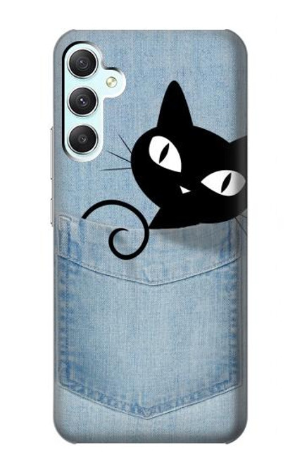 S2641 Noir Chat Poche Etui Coque Housse pour Samsung Galaxy A34 5G