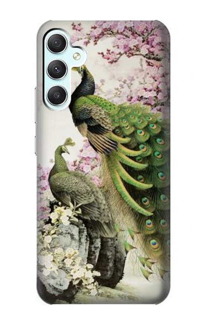 S2773 Paon Peinture brosse chinoise Etui Coque Housse pour Samsung Galaxy A34 5G
