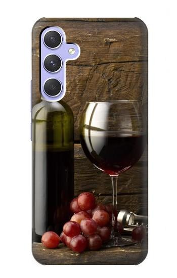 S1316 Raisins Bouteille et un verre de vin rouge Etui Coque Housse pour Samsung Galaxy A54 5G