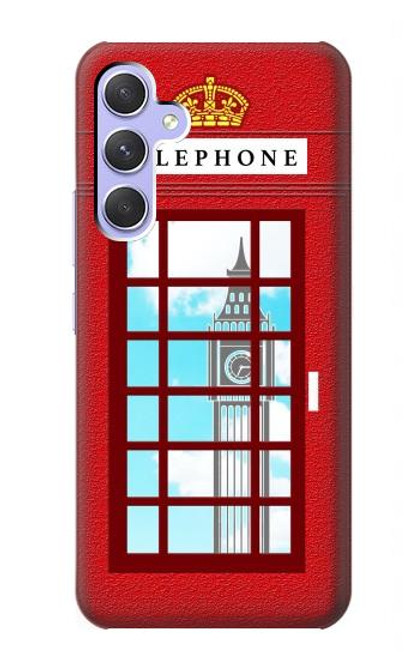 S2059 Angleterre britannique Cabine téléphonique Minimaliste Etui Coque Housse pour Samsung Galaxy A54 5G