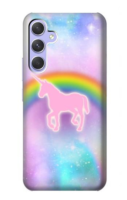 S3070 Arc en ciel pastel ciel Licorne Etui Coque Housse pour Samsung Galaxy A54 5G