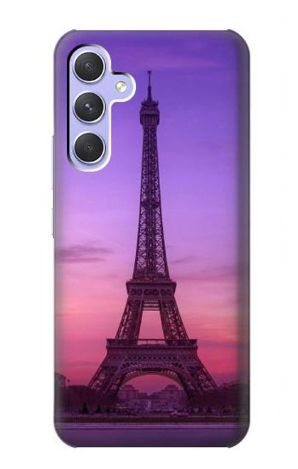 S3447 Paris Eiffel Le coucher du soleil Etui Coque Housse pour Samsung Galaxy A54 5G