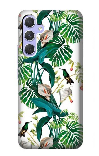 S3697 Oiseaux de la vie des feuilles Etui Coque Housse pour Samsung Galaxy A54 5G