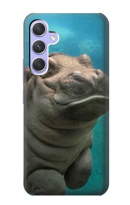 S3871 mignon, bébé, hippopotame, hippopotame Etui Coque Housse pour Samsung Galaxy A54 5G
