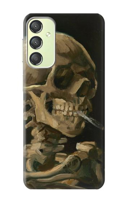 S3358 Vincent Van Gogh Skeleton cigarette Etui Coque Housse pour Samsung Galaxy A24 4G