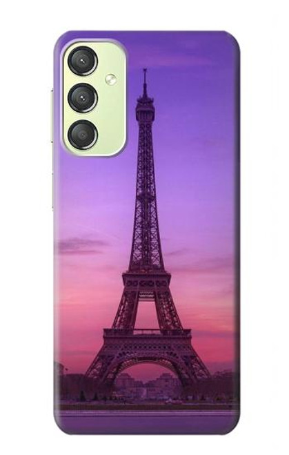 S3447 Paris Eiffel Le coucher du soleil Etui Coque Housse pour Samsung Galaxy A24 4G