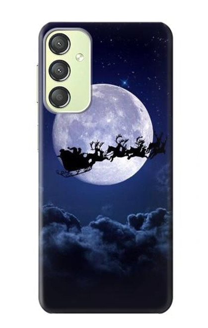 S3508 Noël Père Noël Lune Etui Coque Housse pour Samsung Galaxy A24 4G