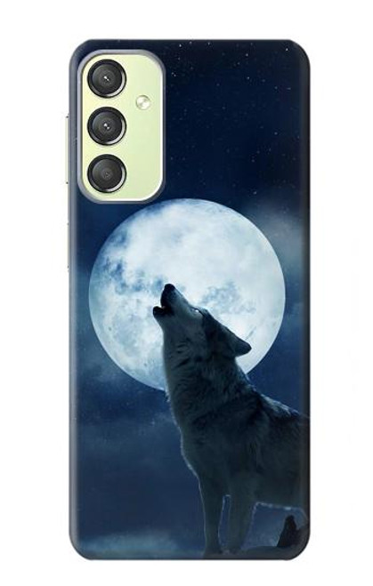 S3693 Pleine lune du loup blanc sinistre Etui Coque Housse pour Samsung Galaxy A24 4G