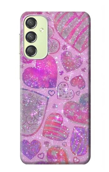 S3710 Coeur d'amour rose Etui Coque Housse pour Samsung Galaxy A24 4G