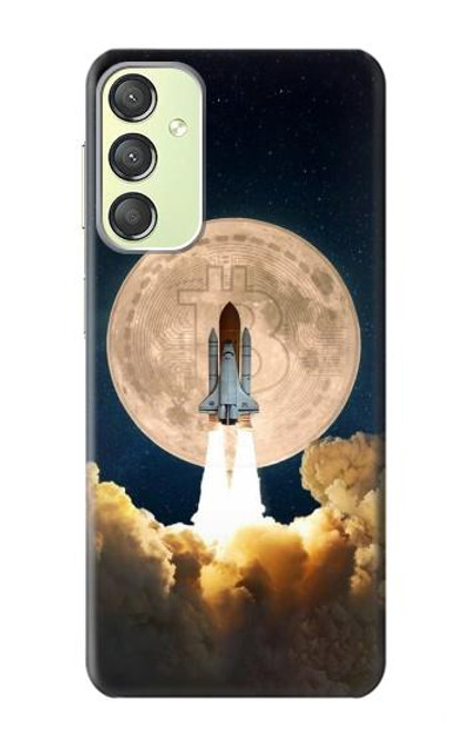 S3859 Bitcoin à la Lune Etui Coque Housse pour Samsung Galaxy A24 4G