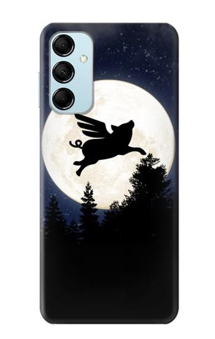 S3289 Cochon Volant Pleine Lune Nuit Etui Coque Housse pour Samsung Galaxy M14