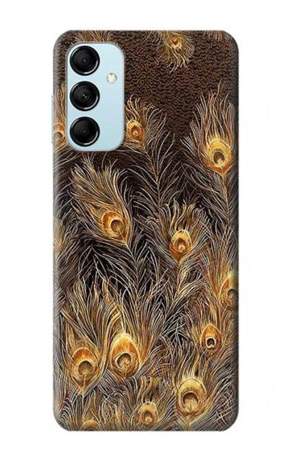 S3691 Plume de paon d'or Etui Coque Housse pour Samsung Galaxy M14