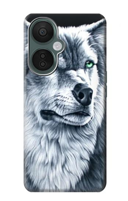 S0123 Loup blanc Etui Coque Housse pour OnePlus Nord CE 3 Lite, Nord N30 5G