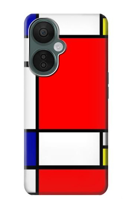 S0157 Composition Rouge Bleu Jaune Etui Coque Housse pour OnePlus Nord CE 3 Lite, Nord N30 5G