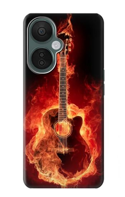 S0415 Graver guitare feu Etui Coque Housse pour OnePlus Nord CE 3 Lite, Nord N30 5G