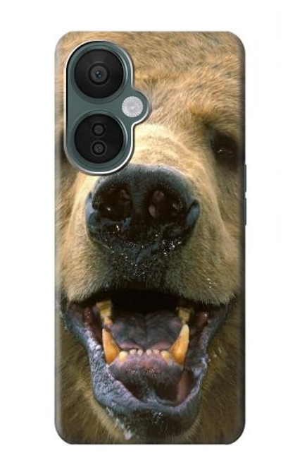 S0840 Grizzly Bear visage Etui Coque Housse pour OnePlus Nord CE 3 Lite, Nord N30 5G