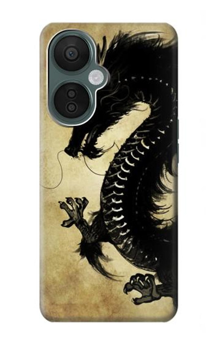 S1482 Peinture Noir dragon Etui Coque Housse pour OnePlus Nord CE 3 Lite, Nord N30 5G