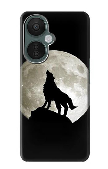 S1981 Loup hurlant à la lune Etui Coque Housse pour OnePlus Nord CE 3 Lite, Nord N30 5G