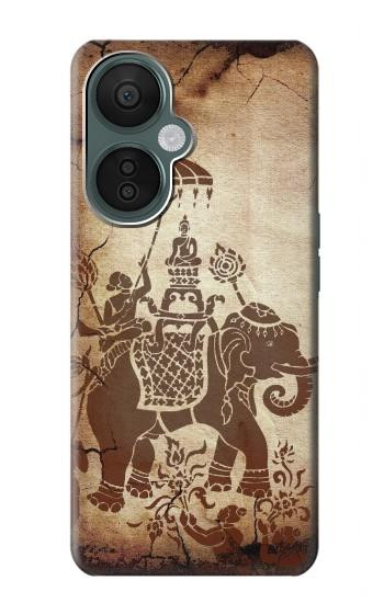 S2102 Art de la peinture thaïlandaise Bouddha sur Elephant Etui Coque Housse pour OnePlus Nord CE 3 Lite, Nord N30 5G