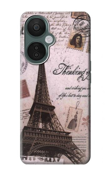 S2211 Carte postale de Paris Tour Eiffel Etui Coque Housse pour OnePlus Nord CE 3 Lite, Nord N30 5G