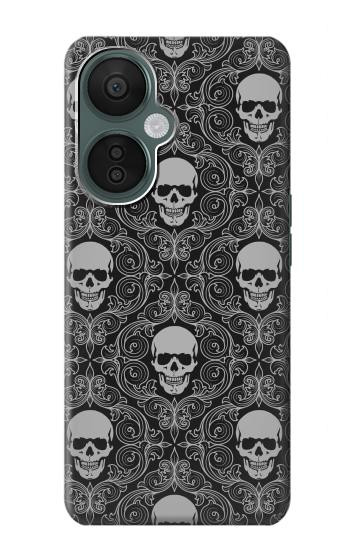 S2371 Crâne Motif monochrome Millésime Etui Coque Housse pour OnePlus Nord CE 3 Lite, Nord N30 5G