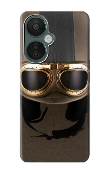 S2645 Lunettes millésimé Casque de moto marron Etui Coque Housse pour OnePlus Nord CE 3 Lite, Nord N30 5G