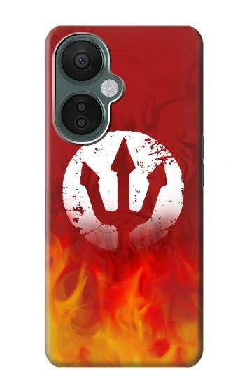 S2803 Feu Rouge Diable Lance Symbole Etui Coque Housse pour OnePlus Nord CE 3 Lite, Nord N30 5G