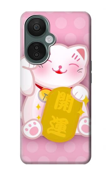 S3025 Rose Maneki Neko chat chanceux Etui Coque Housse pour OnePlus Nord CE 3 Lite, Nord N30 5G