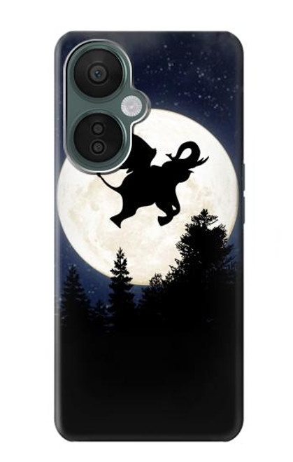 S3323 Voler l'Eléphant Nuit de pleine lune Etui Coque Housse pour OnePlus Nord CE 3 Lite, Nord N30 5G
