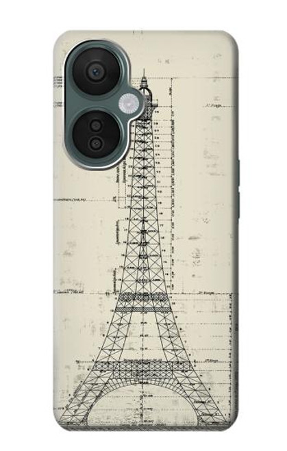 S3474 Dessin Architectural Eiffel Etui Coque Housse pour OnePlus Nord CE 3 Lite, Nord N30 5G