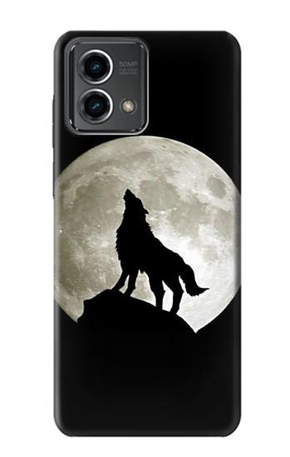 S1981 Loup hurlant à la lune Etui Coque Housse pour Motorola Moto G Stylus 5G (2023)
