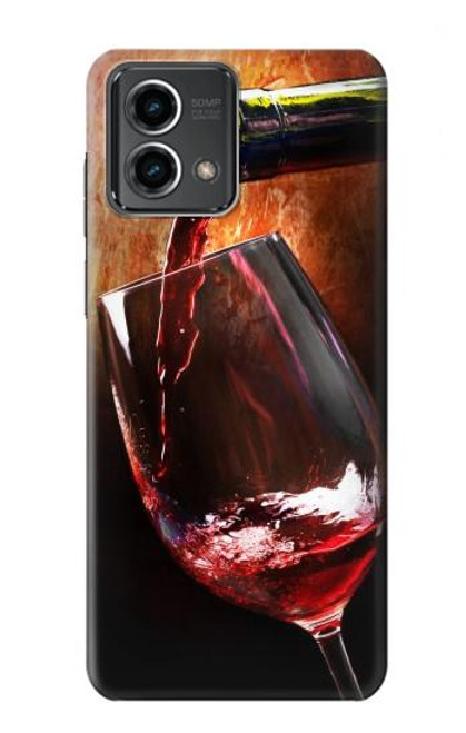 S2396 Rouge Bouteille de vin et le verre Etui Coque Housse pour Motorola Moto G Stylus 5G (2023)