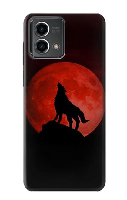 S2955 Loup Hurlant Rouge Lune Etui Coque Housse pour Motorola Moto G Stylus 5G (2023)