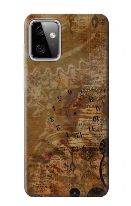 S3456 Papier Steampunk Horloge millésimé Etui Coque Housse pour Motorola Moto G Power (2023) 5G