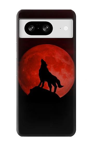 S2955 Loup Hurlant Rouge Lune Etui Coque Housse pour Google Pixel 8