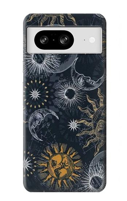 S3702 Lune et soleil Etui Coque Housse pour Google Pixel 8