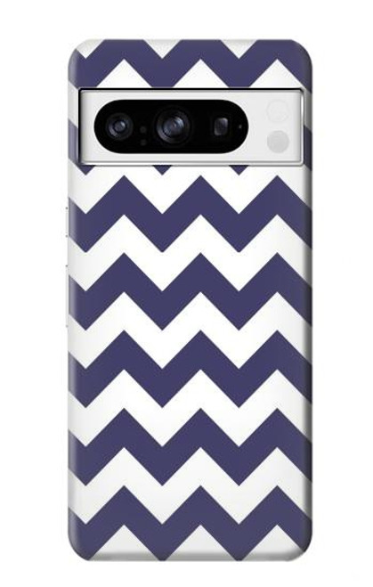 S2345 Marine Bleu Shavron Zig zag Etui Coque Housse pour Google Pixel 8 pro