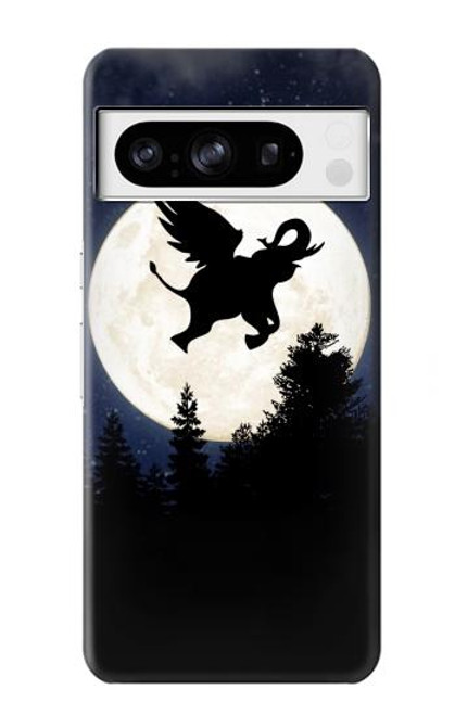 S3323 Voler l'Eléphant Nuit de pleine lune Etui Coque Housse pour Google Pixel 8 pro