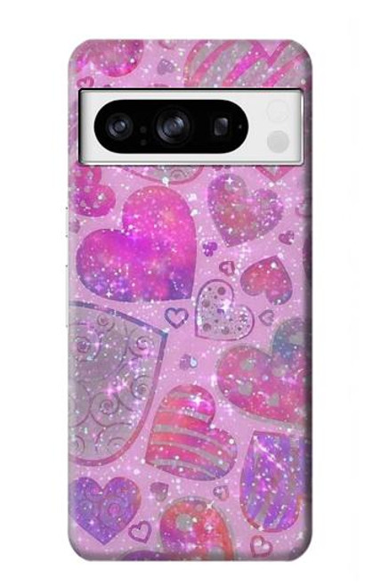 S3710 Coeur d'amour rose Etui Coque Housse pour Google Pixel 8 pro