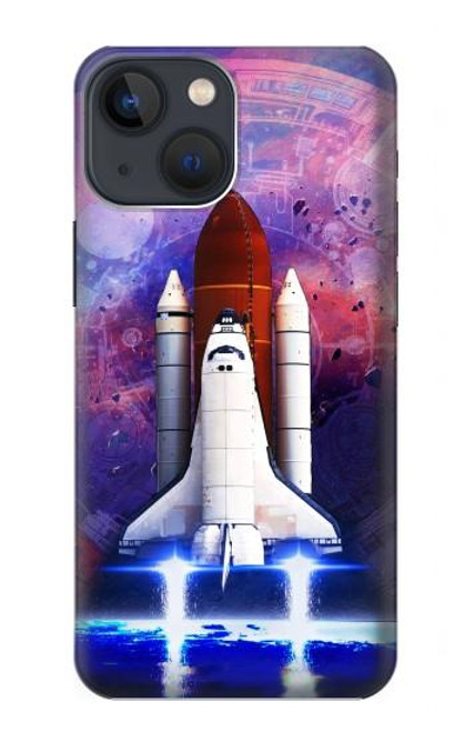 S3913 Navette spatiale nébuleuse colorée Etui Coque Housse pour iPhone 14
